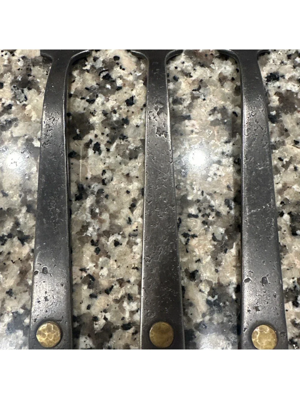 Hammered Steel Rivet Flatware 3 Forks Jefferson Mack Rare Restoration Hardware